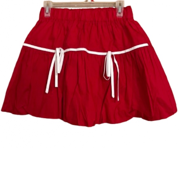 Pants Store Dresses & Skirts - Pants Store Women’s Red and White Bow Detail Skater 100% Cotton Skirt Lined Sz-S